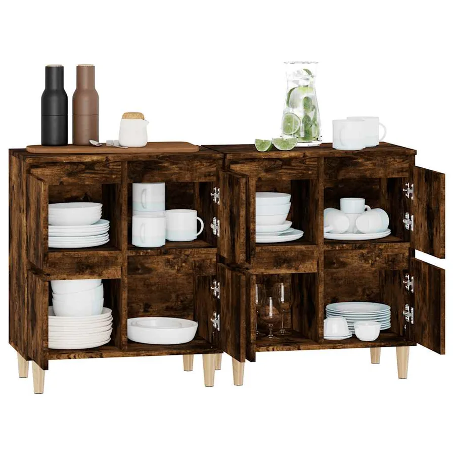Buffets 2 pcs chêne fumé 60x35x70 cm bois d'ingénierie - 5