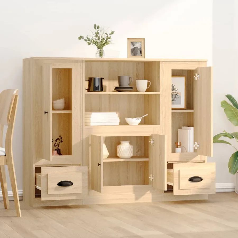 Buffets 3 pcs chêne sonoma bois d'ingénierie - 3