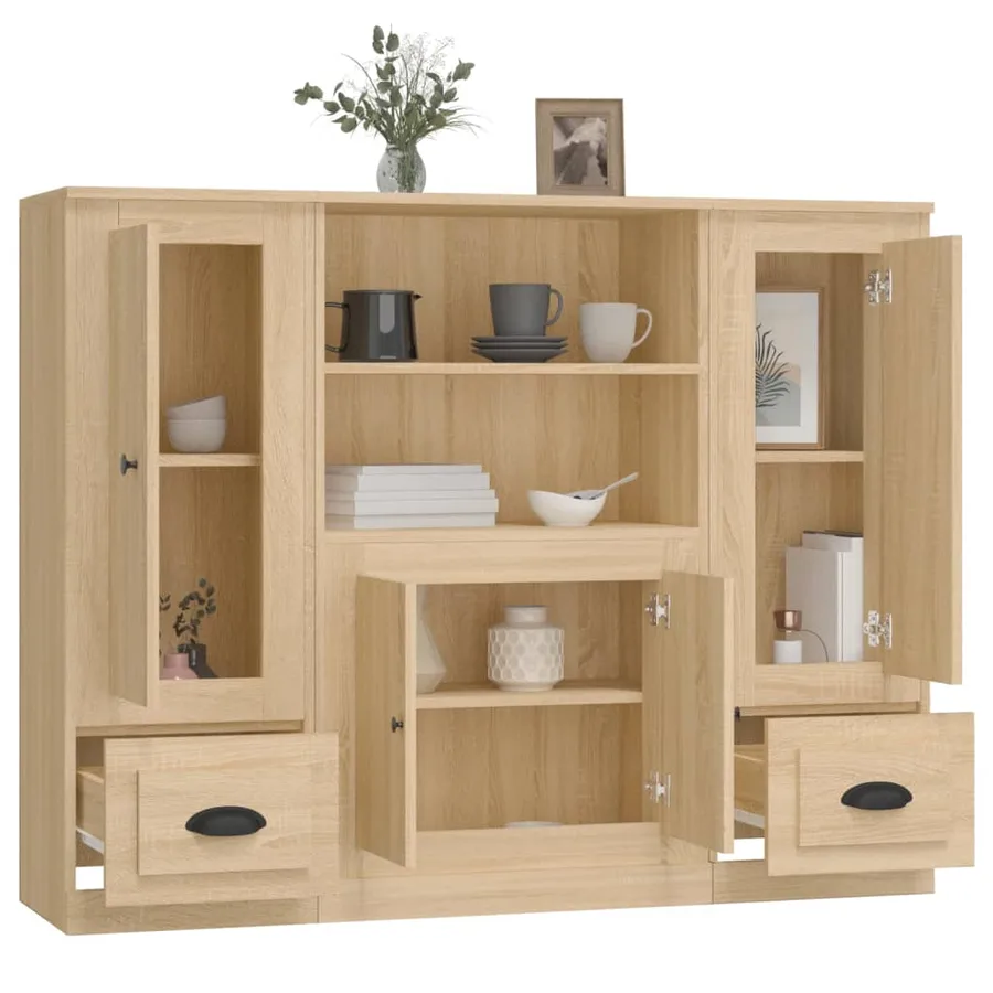 Buffets 3 pcs chêne sonoma bois d'ingénierie - 5
