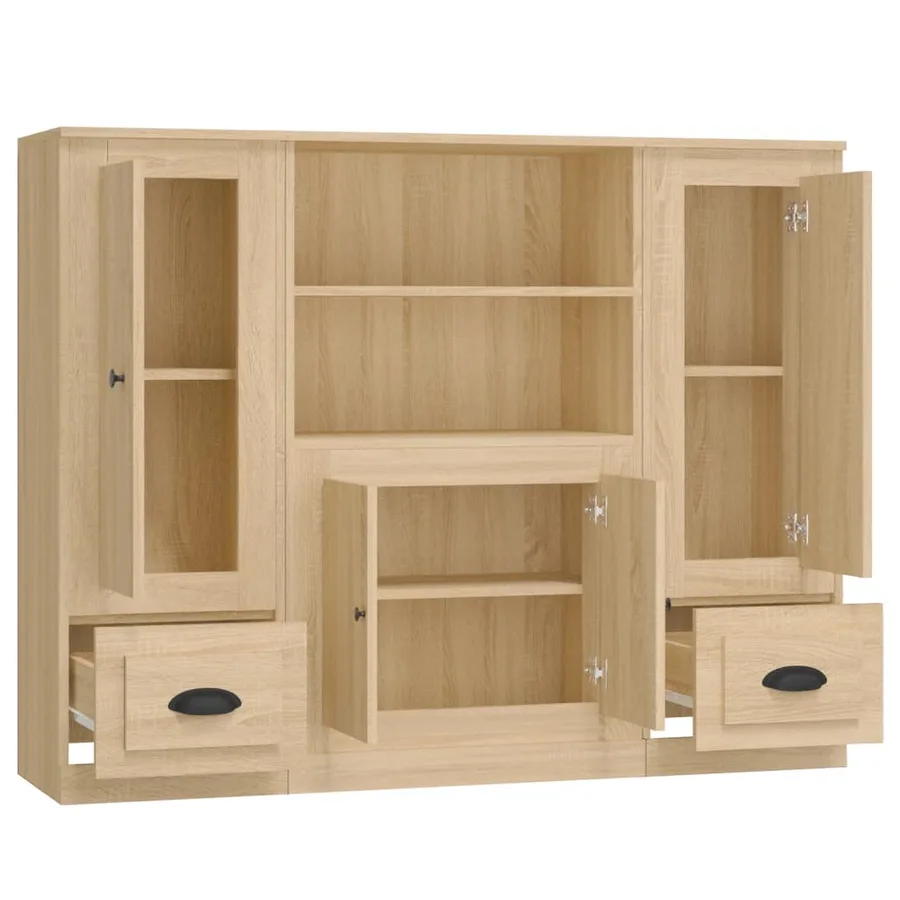 Buffets 3 pcs chêne sonoma bois d'ingénierie - 6