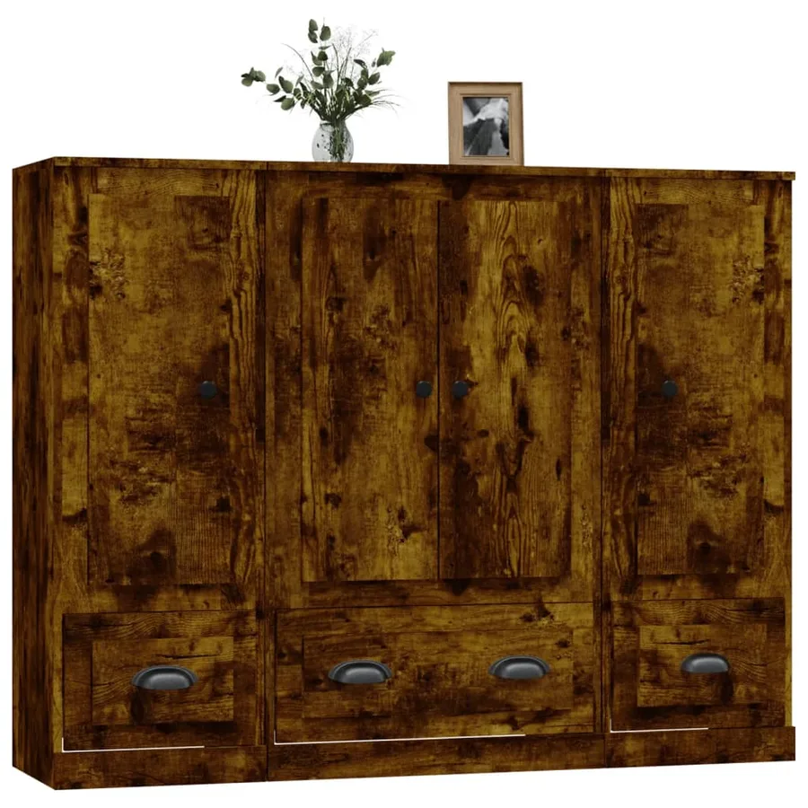 Buffets 3 pcs chêne fumé bois d'ingénierie - 4