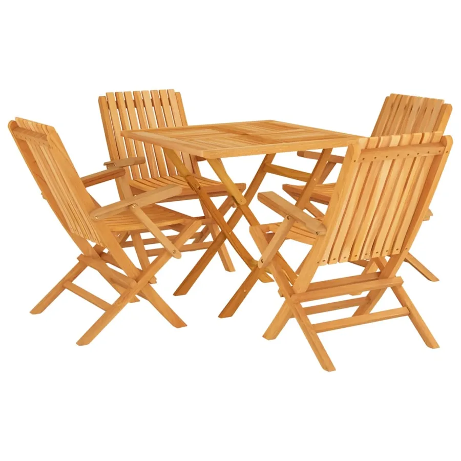 Ensemble à manger de jardin 5 pcs Bois de teck massif - 2