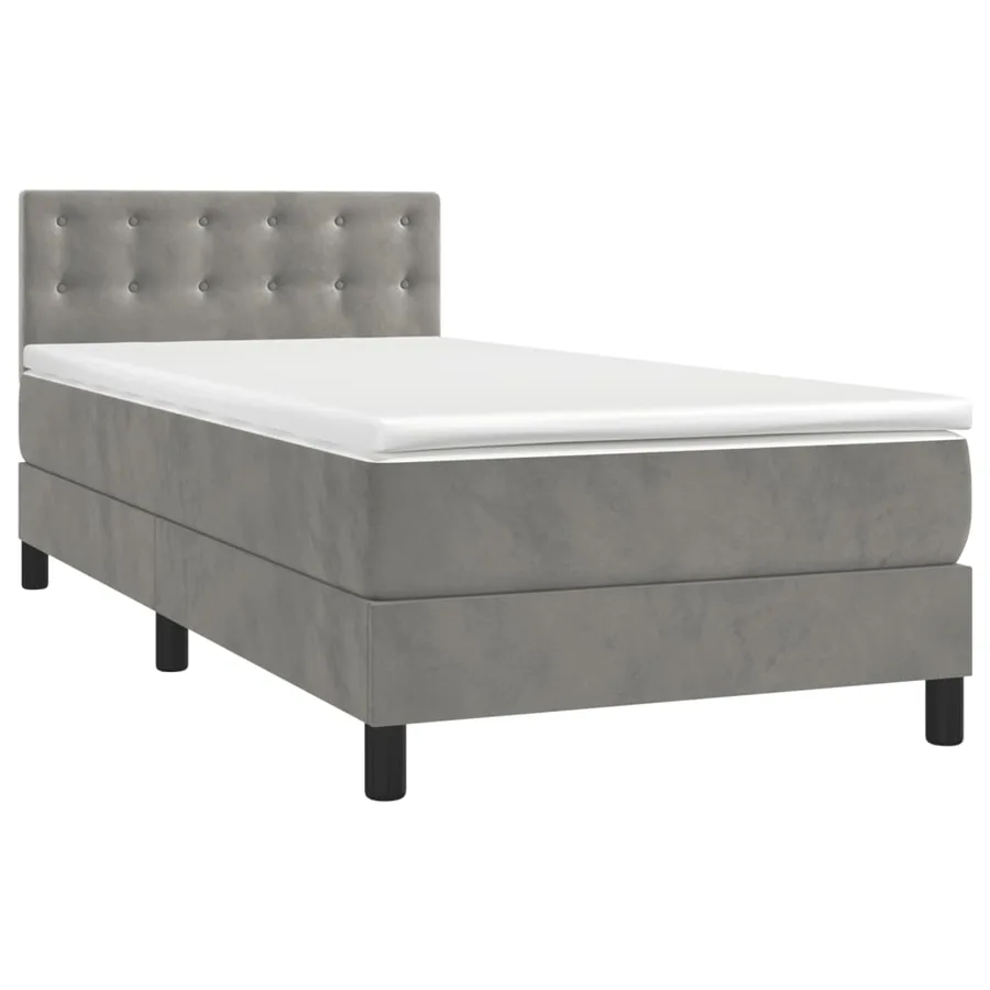 Sommier à lattes de lit et matelas Gris clair 80x200 cm Velours - 3