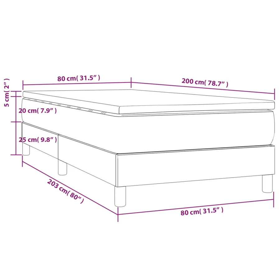 Sommier à lattes de lit et matelas Rose 80x200 cm Velours - 10