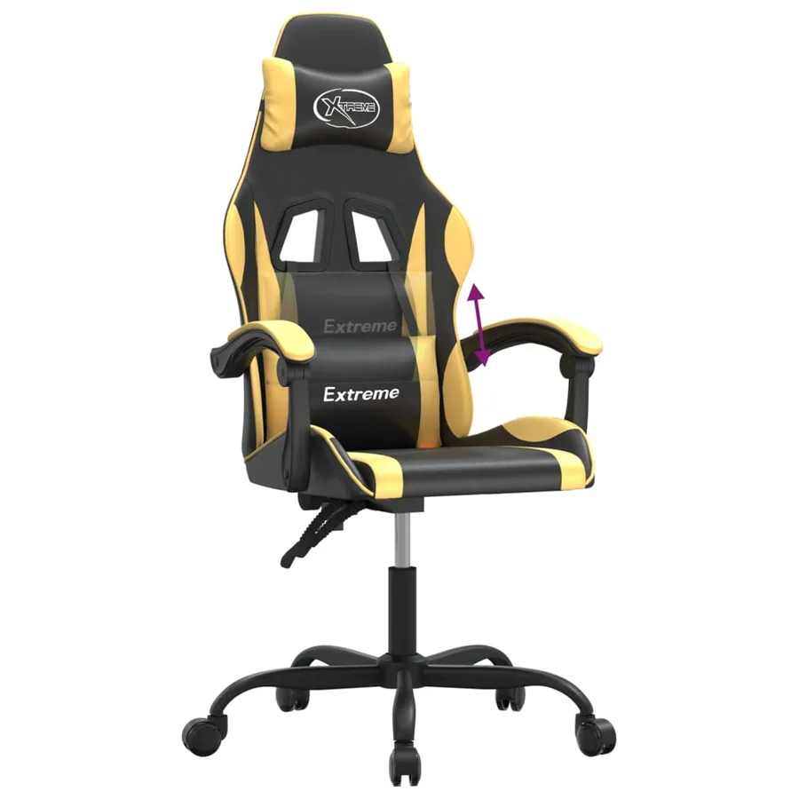Chaise de jeu Noir et doré Similicuir - 7