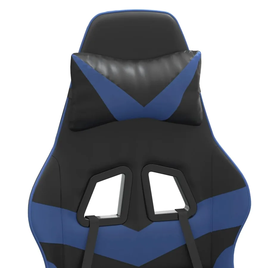Chaise de jeu avec repose-pied Noir et bleu Similicuir - 11