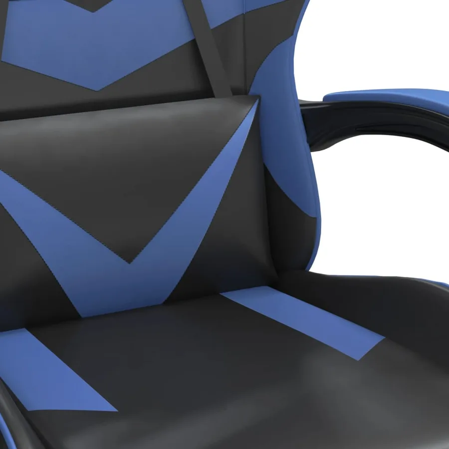 Chaise de jeu avec repose-pied Noir et bleu Similicuir - 9