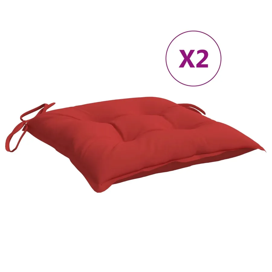 Coussins de chaise lot de 2 rouge 40x40x7 cm tissu oxford - 2
