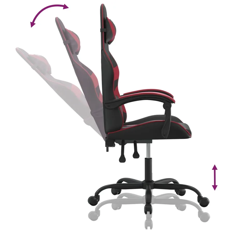 Chaise de jeu Noir et rouge bordeaux Similicuir - 6