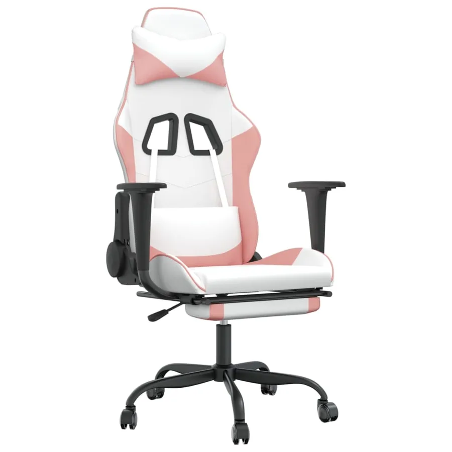 Chaise de jeu avec repose-pied Blanc et rose Similicuir - 2
