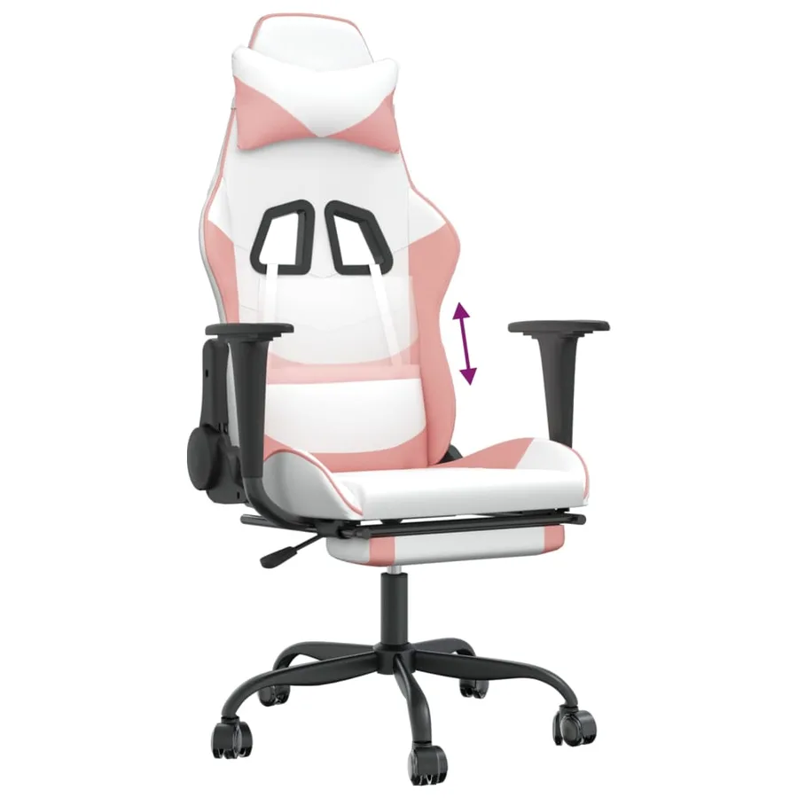 Chaise de jeu avec repose-pied Blanc et rose Similicuir - 8