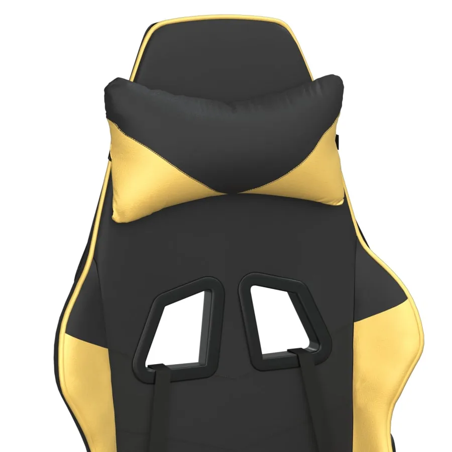 Chaise de jeu avec repose-pied Noir et doré Similicuir - 10