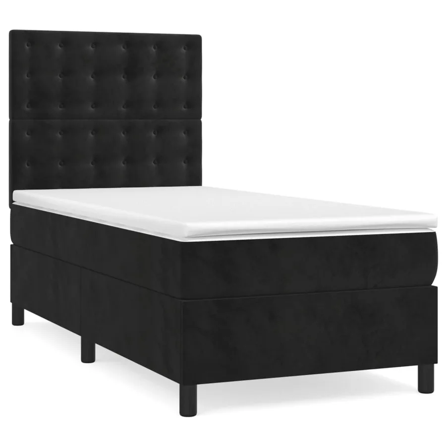 Sommier à lattes de lit avec matelas Noir 90x200 cm Velours - 2