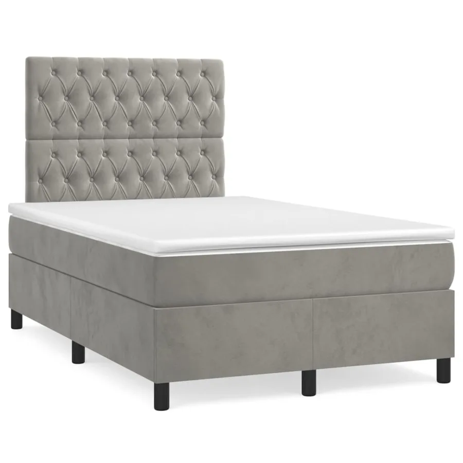 Sommier à lattes de lit et matelas Gris clair 120x200cm Velours - 2