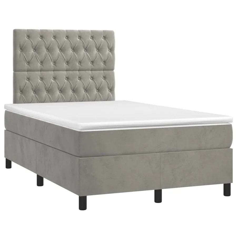 Sommier à lattes de lit et matelas Gris clair 120x200cm Velours - 3