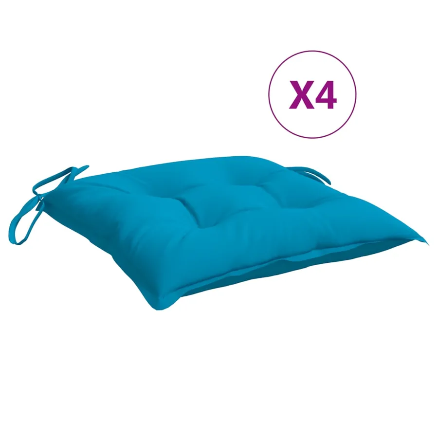Coussins de chaise lot de 4 bleu clair 40x40x7 cm tissu oxford - 2