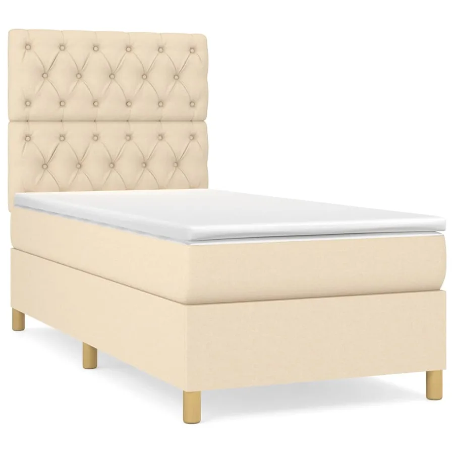 Sommier à lattes de lit avec matelas Crème 80x200 cm Tissu - 2