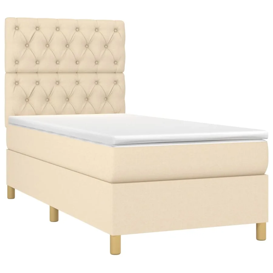 Sommier à lattes de lit avec matelas Crème 80x200 cm Tissu - 3