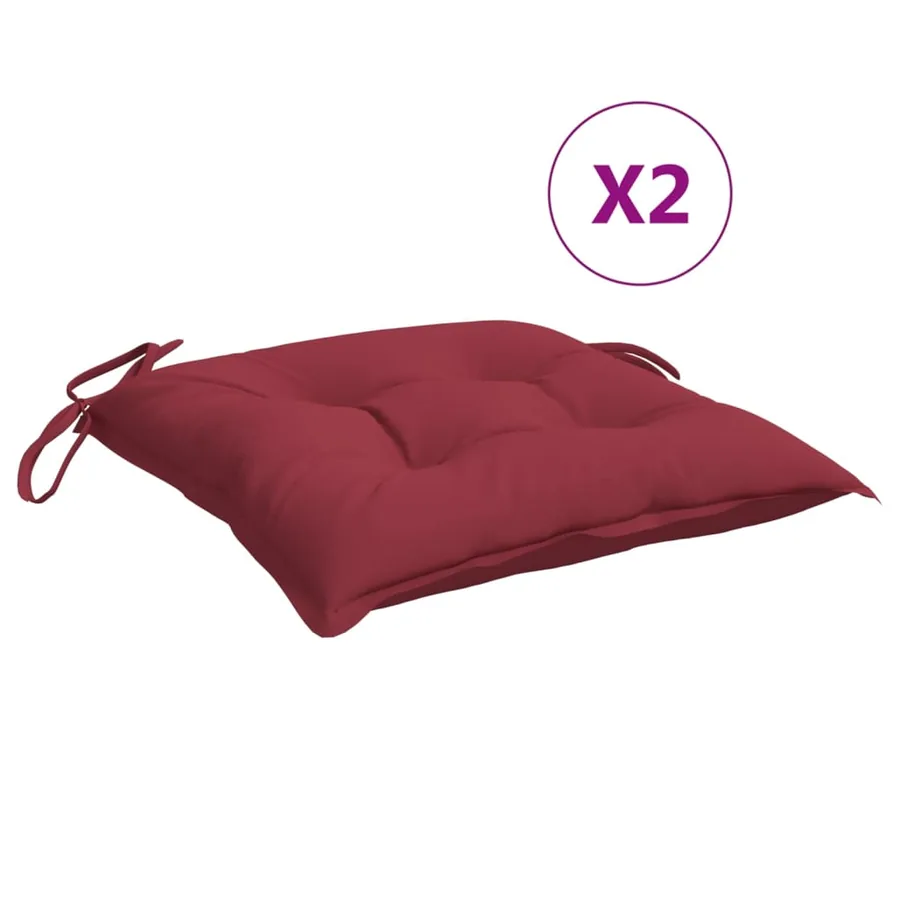 Coussins de chaise lot de 2 rouge bordeaux 40x40x7 cm - 2