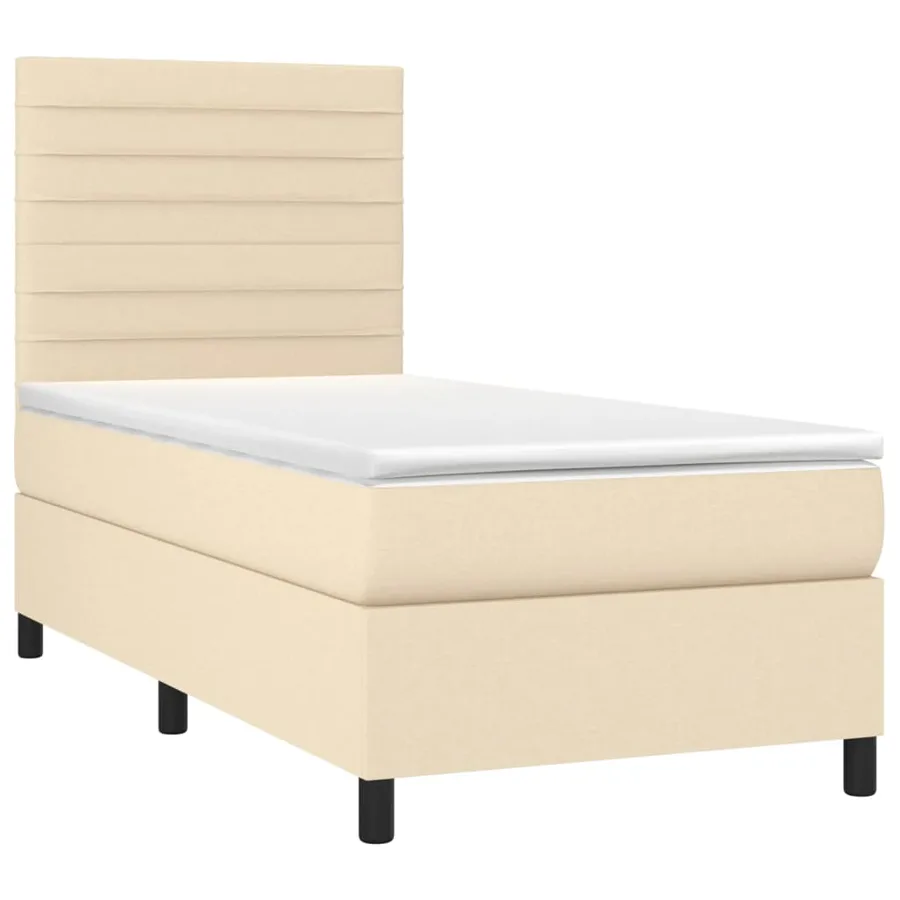 Sommier à lattes de lit avec matelas Crème 90x200 cm Tissu - 3