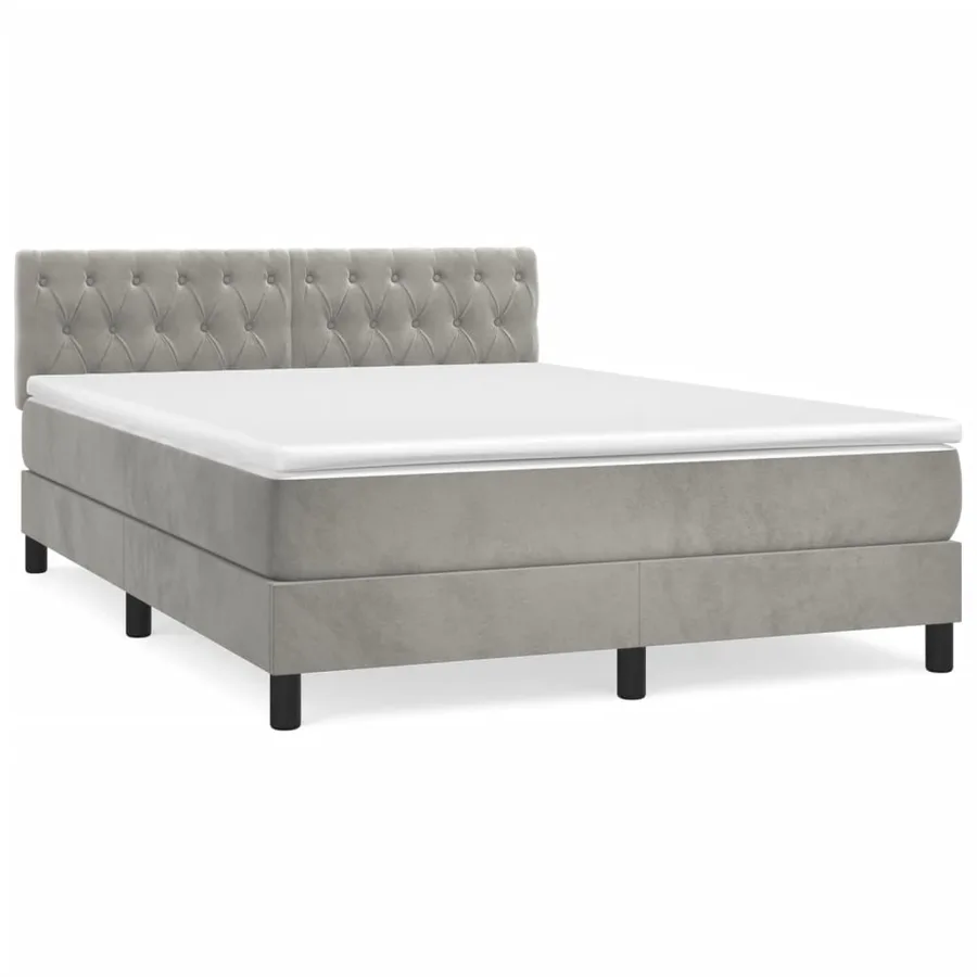 Sommier à lattes de lit et matelas Gris clair 140x200cm Velours - 2