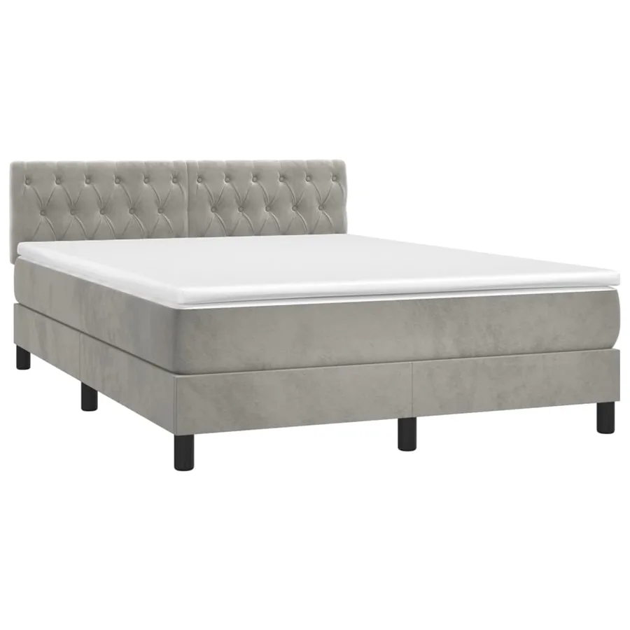 Sommier à lattes de lit et matelas Gris clair 140x200cm Velours - 3