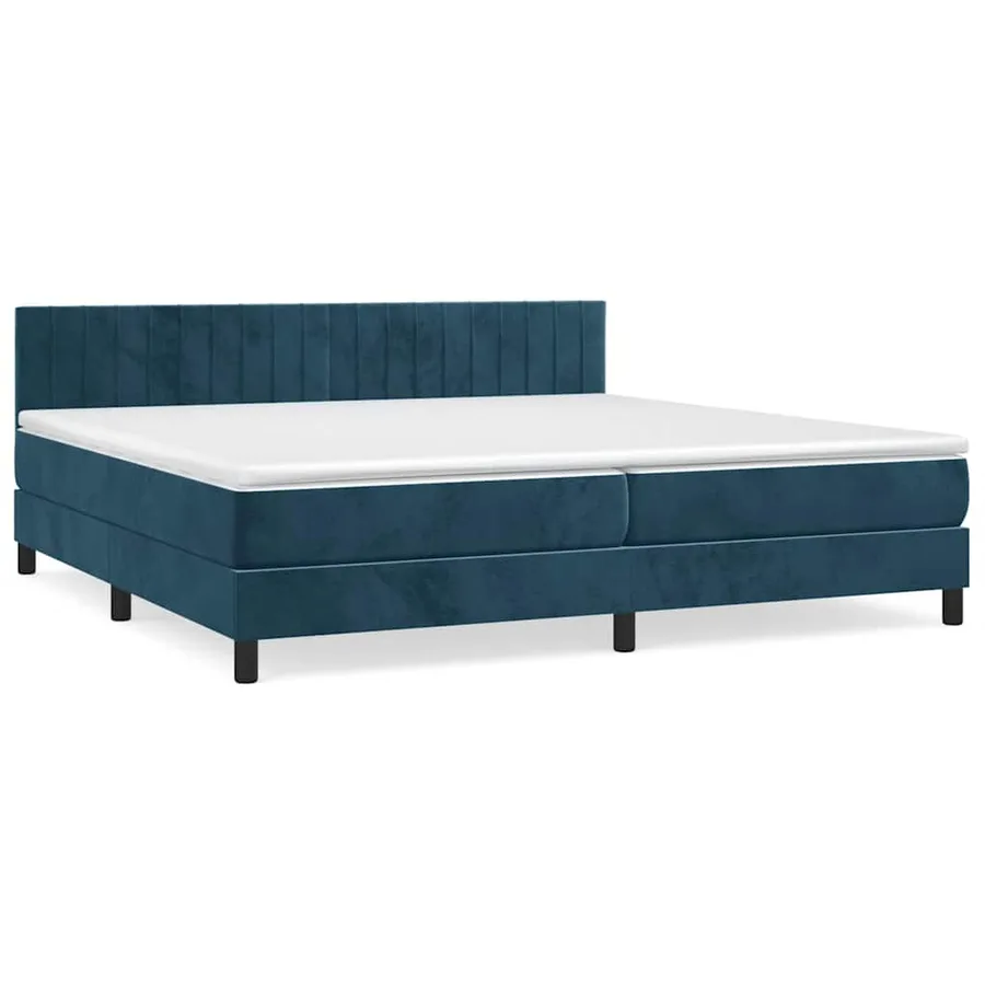Sommier à lattes de lit et matelas Bleu foncé 200x200cm Velours - 2