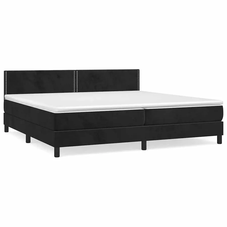 Sommier à lattes de lit et matelas Noir 200x200 cm Velours - 2