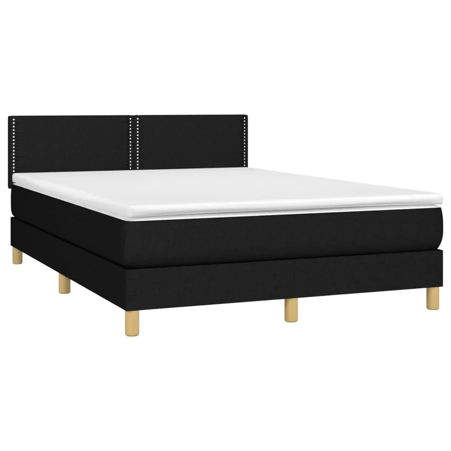 Sommier à lattes de lit avec matelas Noir 140x190 cm Tissu - 3