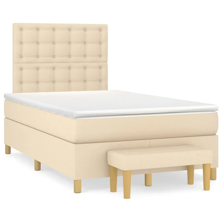 Sommier à lattes de lit avec matelas Crème 120x200 cm Tissu - 2