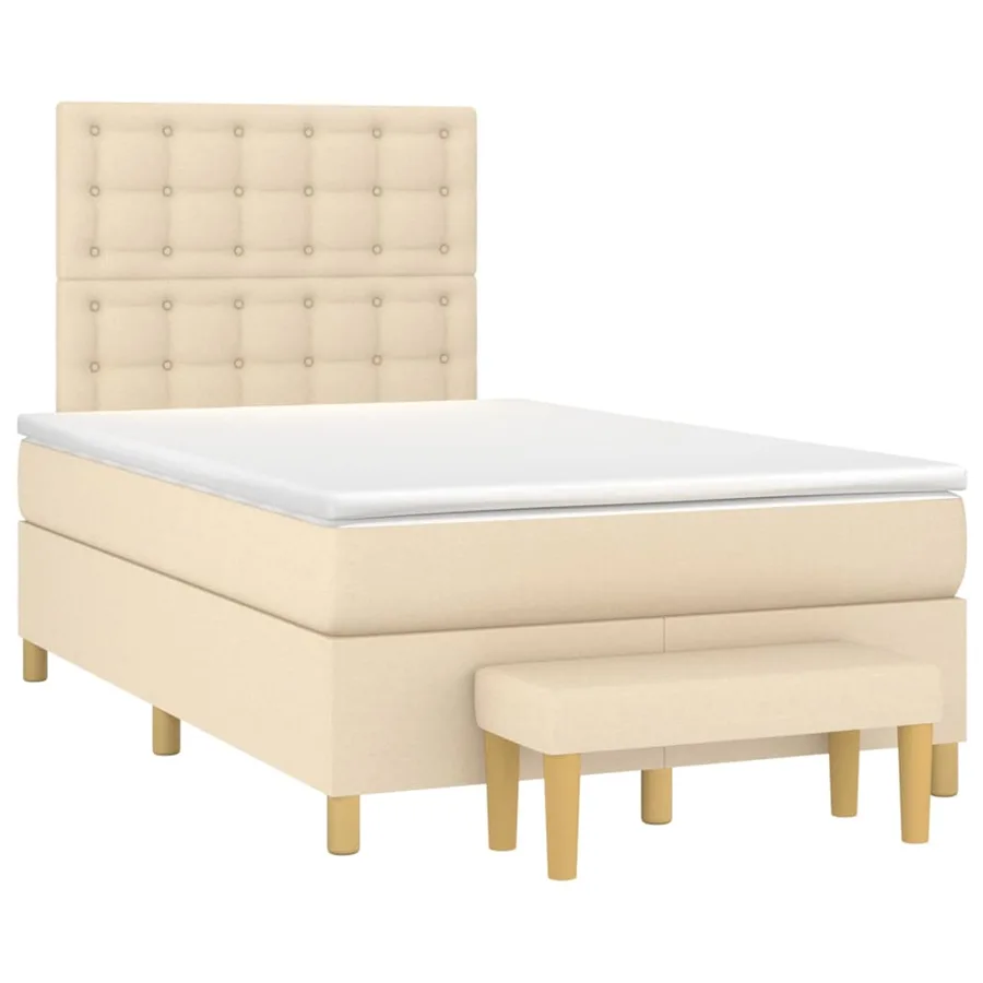 Sommier à lattes de lit avec matelas Crème 120x200 cm Tissu - 3