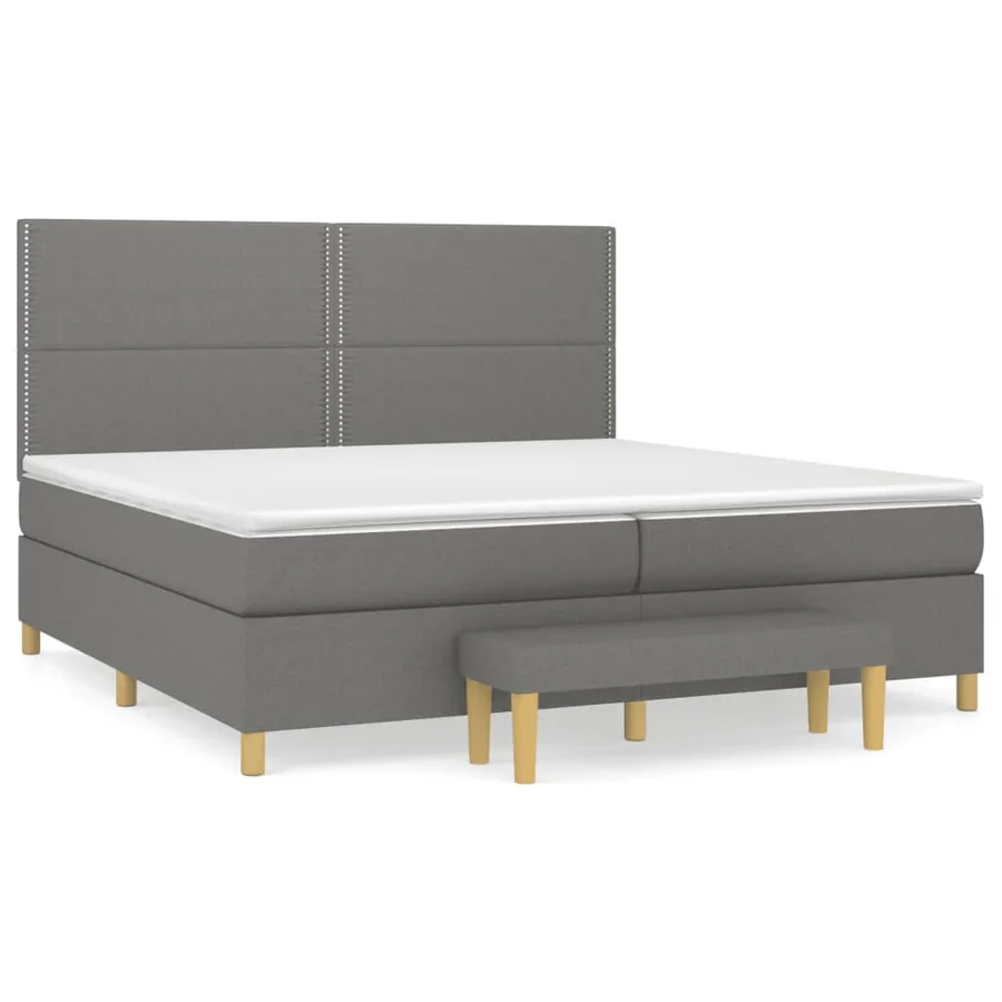 Sommier à lattes de lit avec matelas Gris foncé 200x200cm Tissu - 2