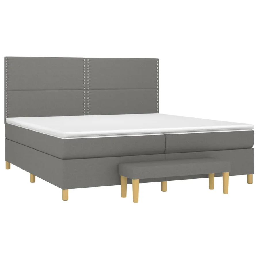 Sommier à lattes de lit avec matelas Gris foncé 200x200cm Tissu - 3