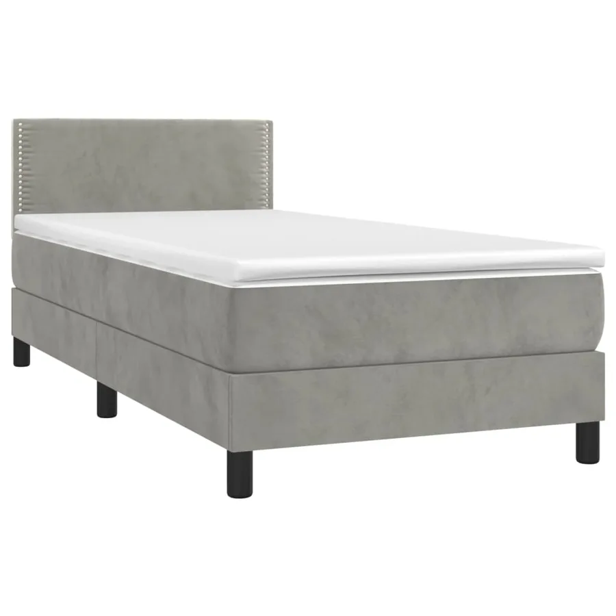 Sommier à lattes de lit avec matelas et LED Gris clair 80x200cm - 4