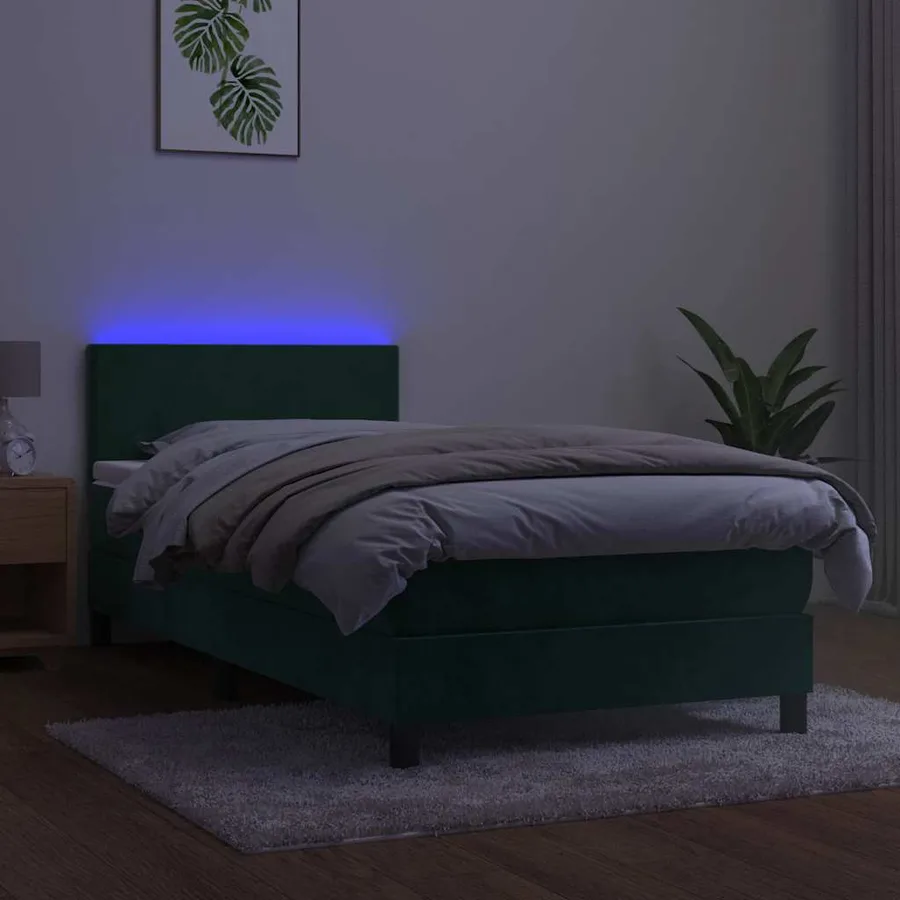 Sommier à lattes de lit avec matelas LED Vert foncé 100x200 cm - 4