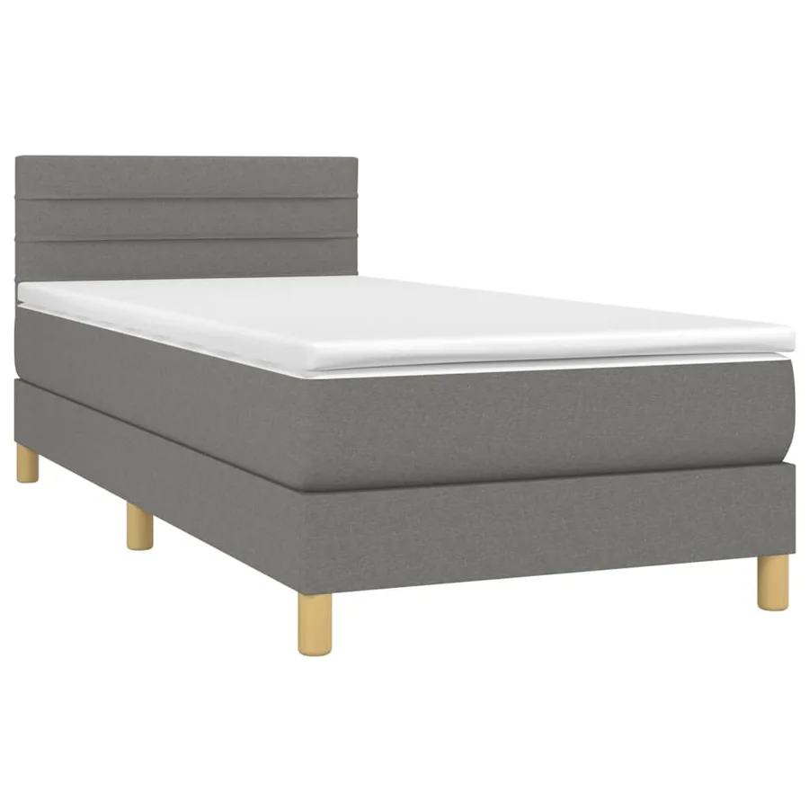 Sommier à lattes de lit avec matelas et LED Gris foncé 80x200cm - 3