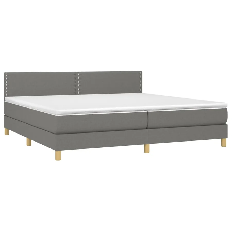Sommier à lattes de lit et matelas et LED Gris foncé 200x200 cm - 4