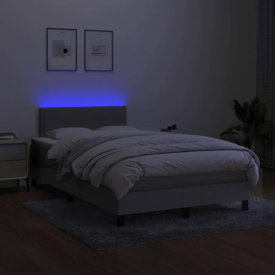 Sommier à lattes de lit matelas LED Gris clair 120x200 cm Tissu - 4