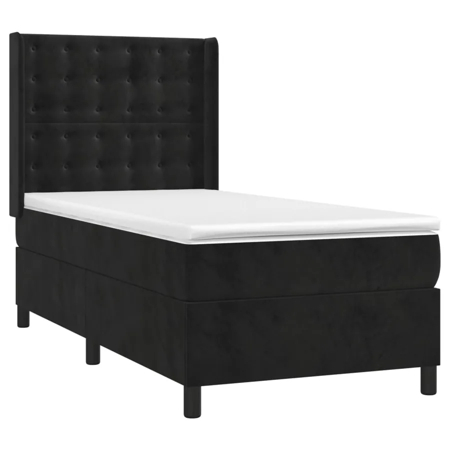 Sommier à lattes de lit avec matelas Noir 90x200 cm Velours - 3