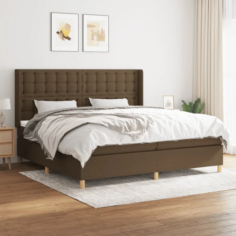 Sommier à lattes de lit avec matelas Marron foncé 200x200 cm