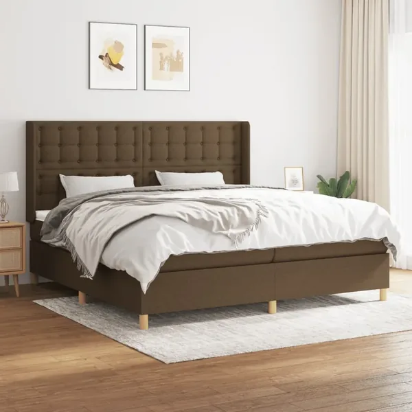 Sommier à lattes de lit avec matelas Marron foncé 200x200 cm