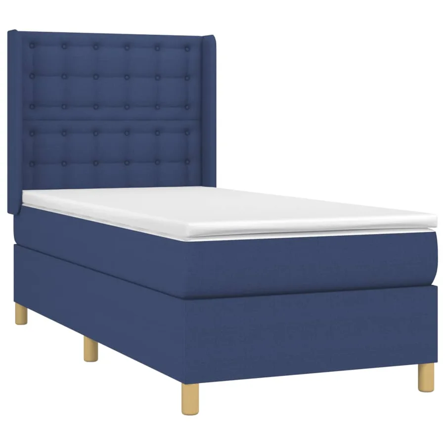Sommier à lattes de lit avec matelas Bleu 90x200 cm Tissu - 3