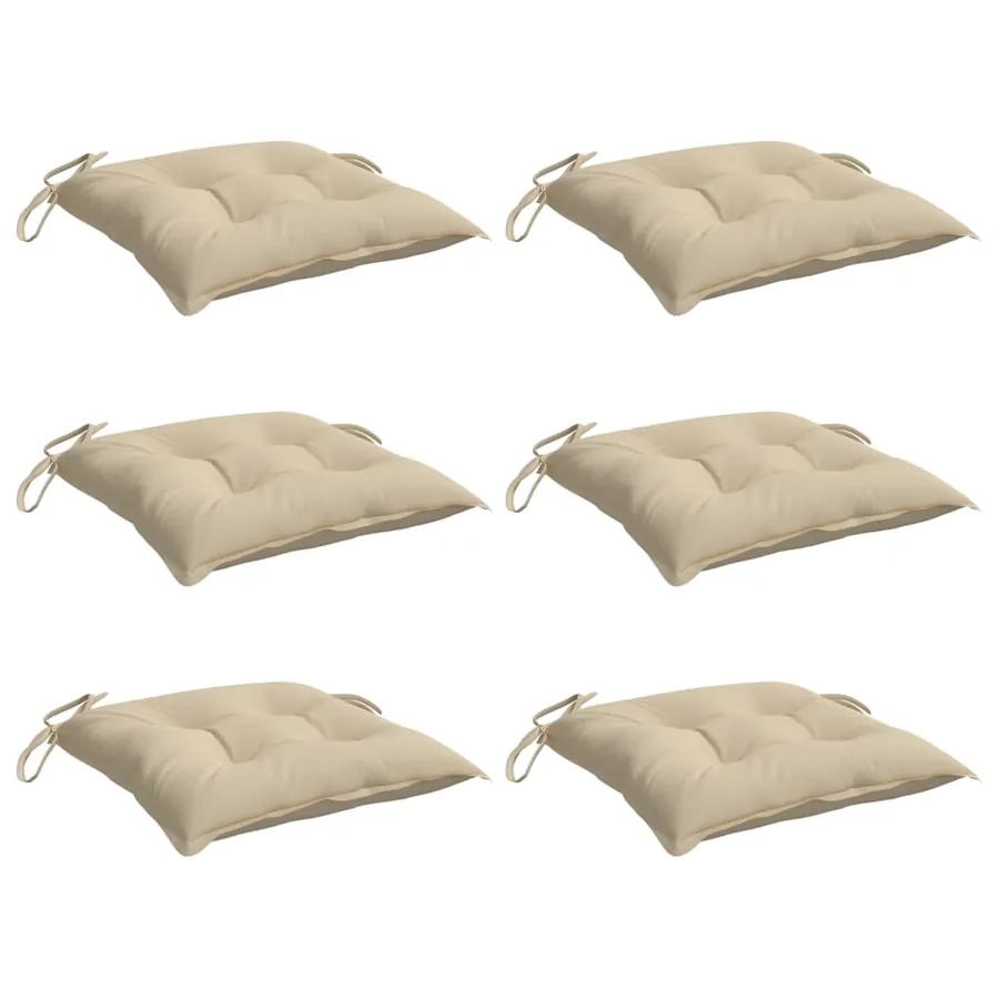 Coussins de chaise lot de 6 beige 40x40x7 cm tissu oxford - 3