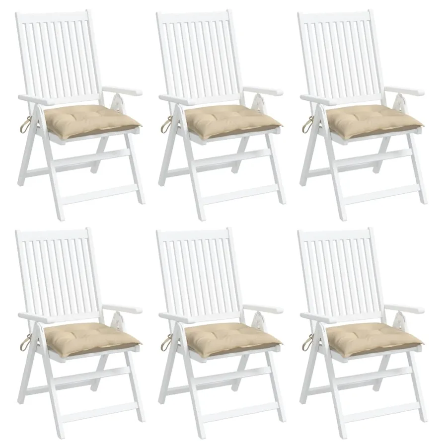 Coussins de chaise lot de 6 beige 40x40x7 cm tissu oxford - 4