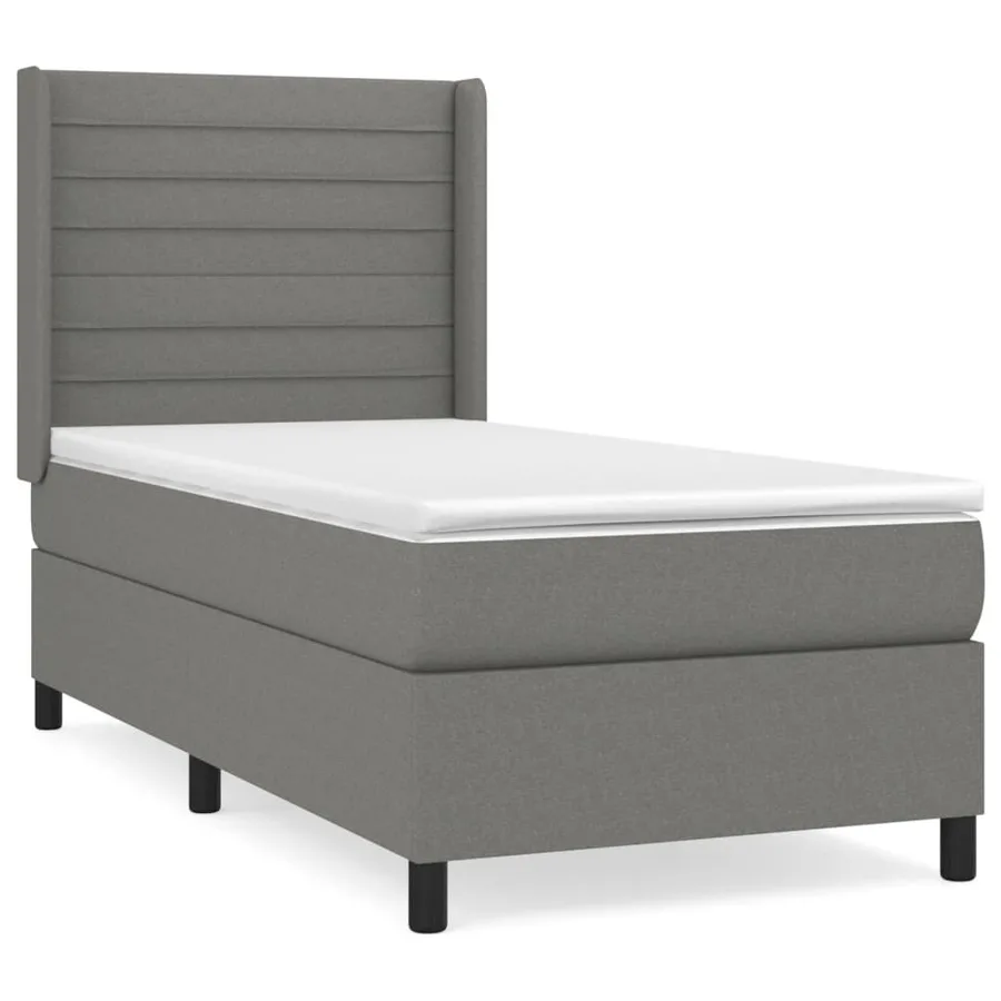 Sommier à lattes de lit avec matelas Gris foncé 80x200 cm Tissu - 2