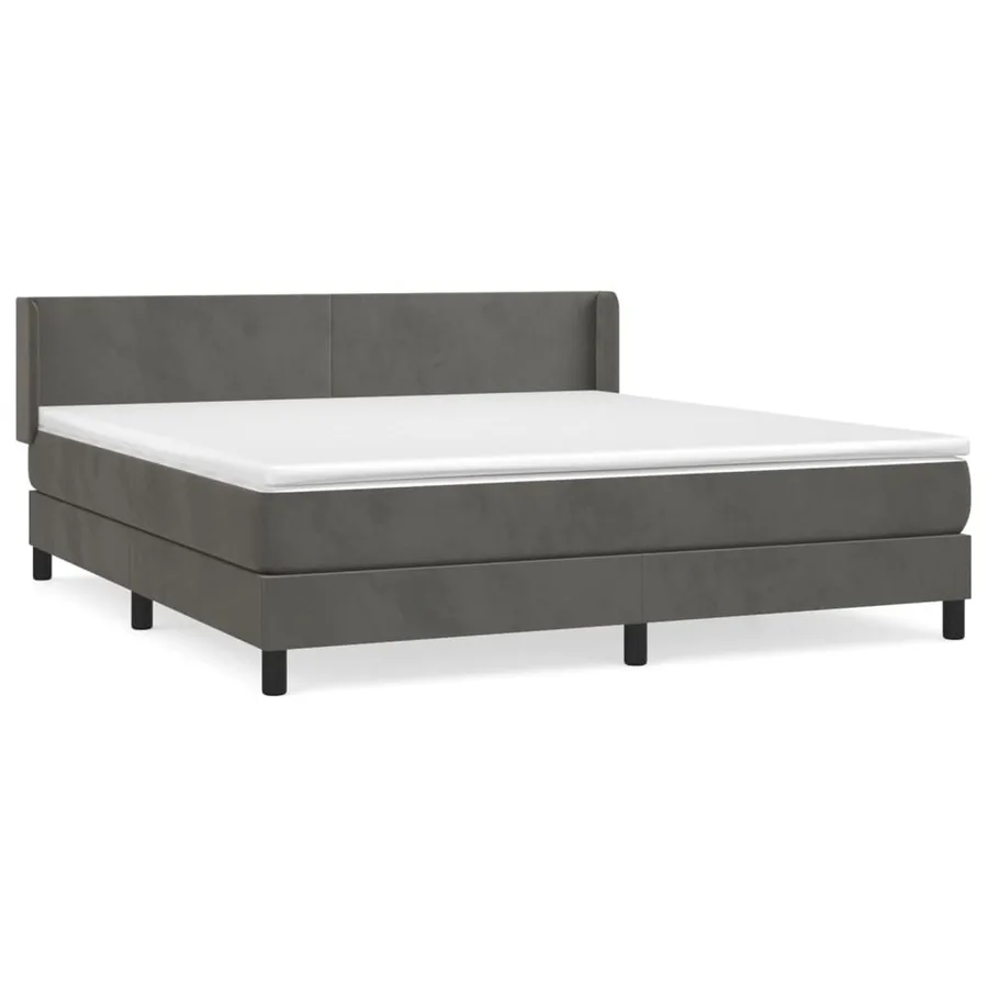 Sommier à lattes de lit et matelas Gris foncé 160x200cm Velours - 2