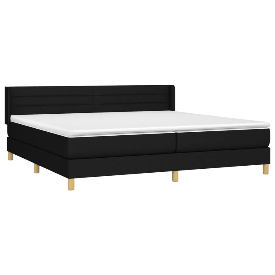 Sommier à lattes de lit avec matelas Noir 200x200 cm Tissu - 3