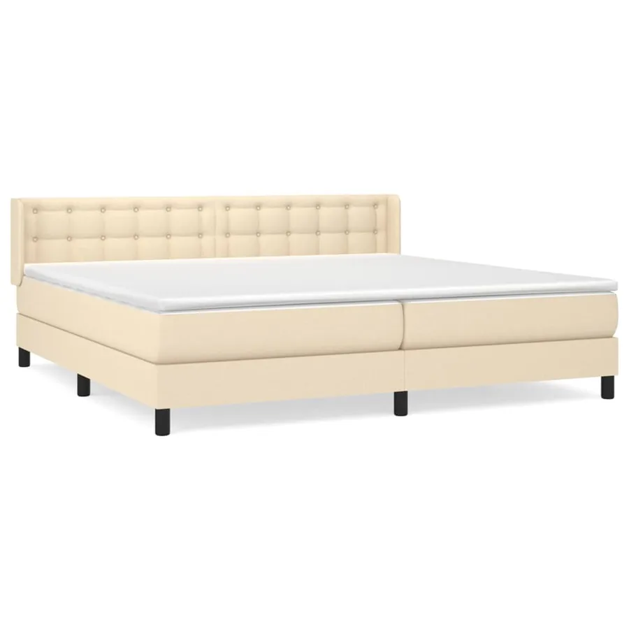 Sommier à lattes de lit avec matelas Crème 200x200 cm Tissu - 2