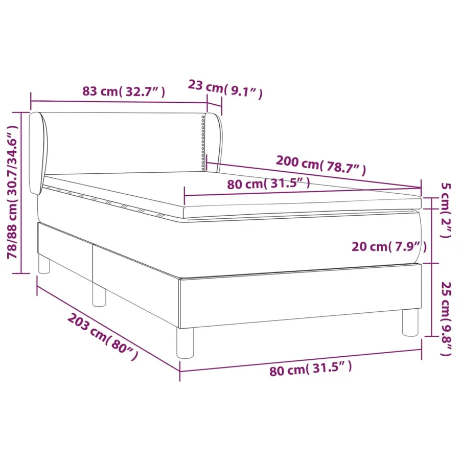 Sommier à lattes de lit et matelas Gris clair 80x200 cm Velours - 7