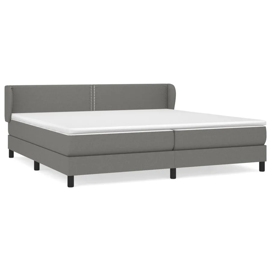 Sommier à lattes de lit avec matelas Gris foncé 200x200cm Tissu - 2
